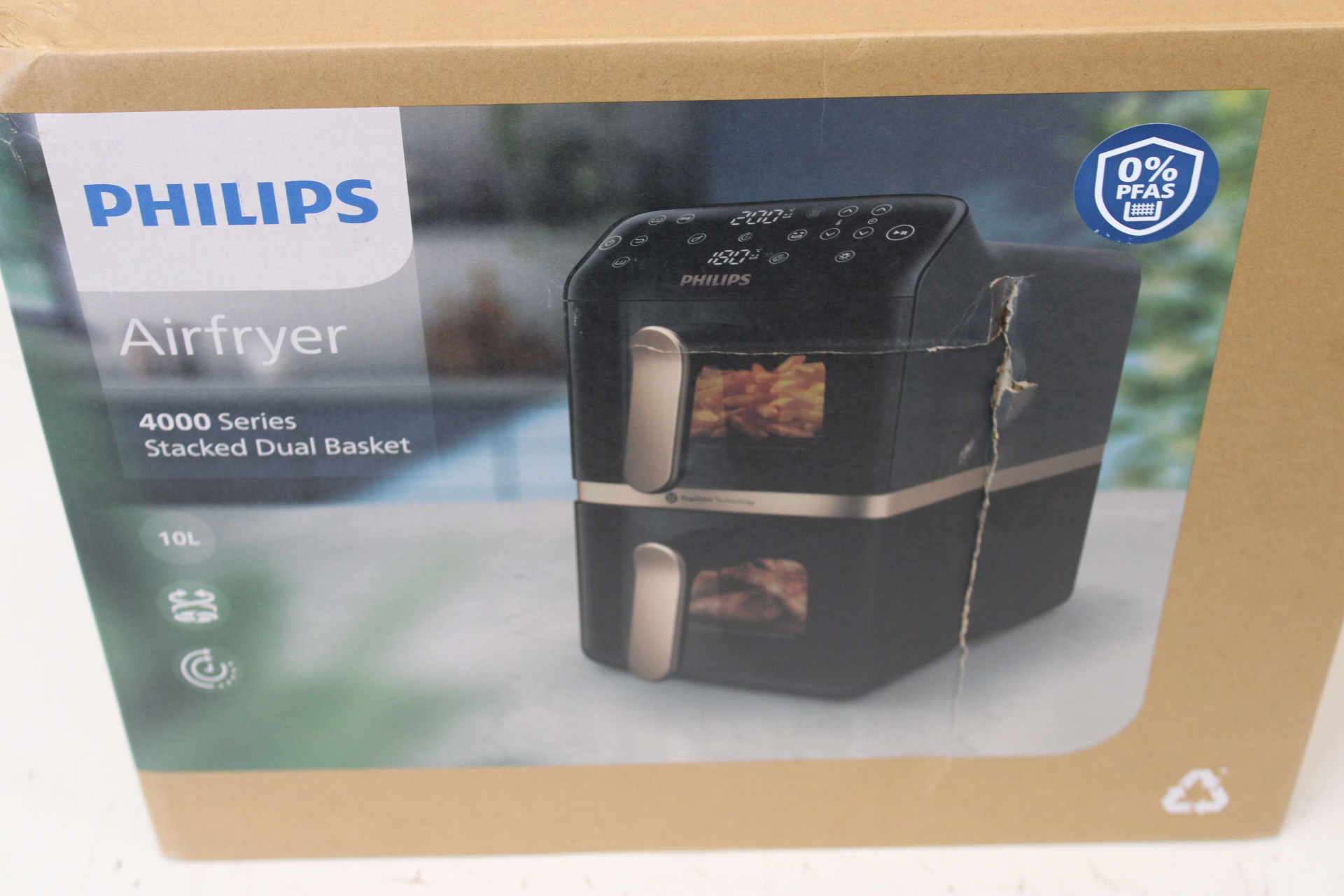 SALE OUT. Philips Dual Basket Airfryer - NA462/70 4000 Series - Power 2750 W - Capacity 10 L - Rapid Air technology - Black - DAMAGED PACKAGING, SCRATCHED ON SIDE