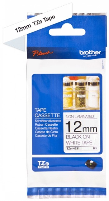 BROTHER TZEN231 12mm BLACK ON WHITE ADH