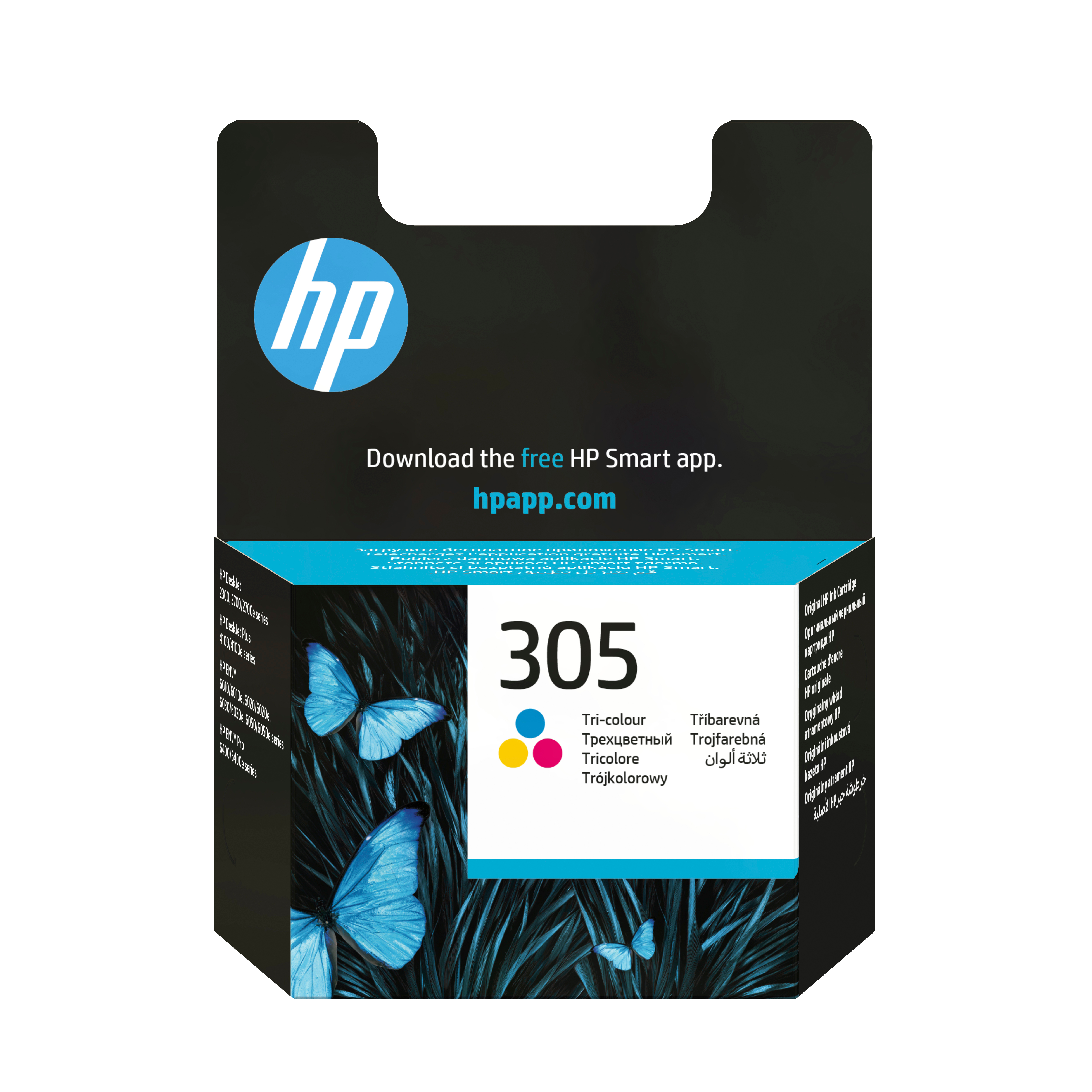 HP 305 Tri-Color Ink Cartridges, 100 pages, for HP DeskJet 2300, 2710, 2720, Plus 4100 (with plastic cover)