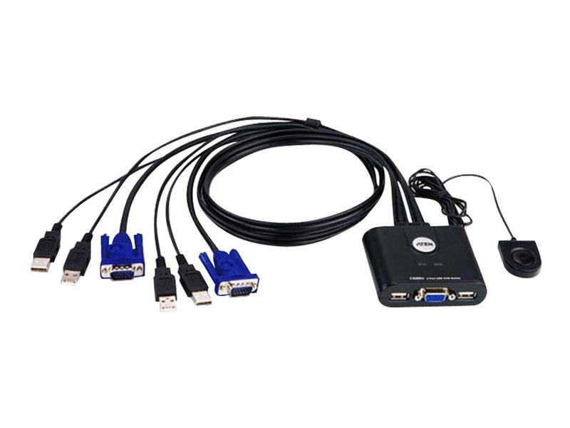 Aten 2-Port USB VGA Cable KVM Switch with Remote Port Selector - Aten - KVM  Cable KVM Switches  CS22U Search Product or keyword   2-Port USB VGA Cable KVM Switch with Remote Port Selector