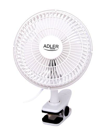 Adler - Fan with clip - AD 7317 - Table Fan - White - Diameter 15 cm - Number of speeds 2 - 30 W