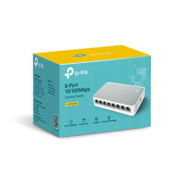TP-LINK - Switch - TL-SF1008D - Unmanaged - Desktop - 10/100 Mbps (RJ-45) ports quantity 8 - Power supply type External - 36 month(s)
