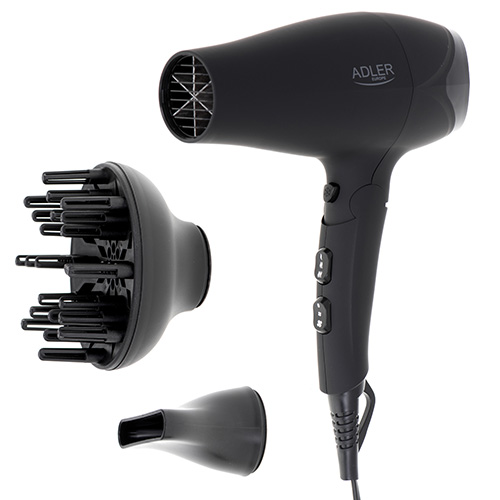 Adler - Hair dryer - AD 2267 - 2100 W - Number of temperature settings 3 - Diffuser nozzle - Black