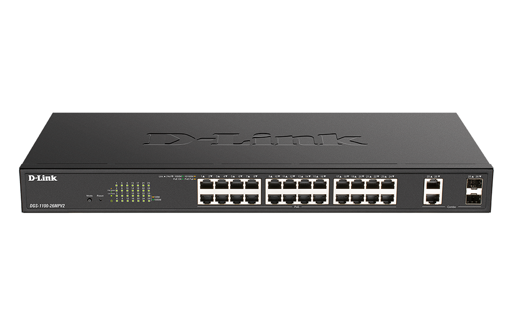 D-Link - DGS-1100 Series Gigabit Smart Managed Switches - DGS-1100-26MPV2 - Managed L2 - Desktop/Rackmountable