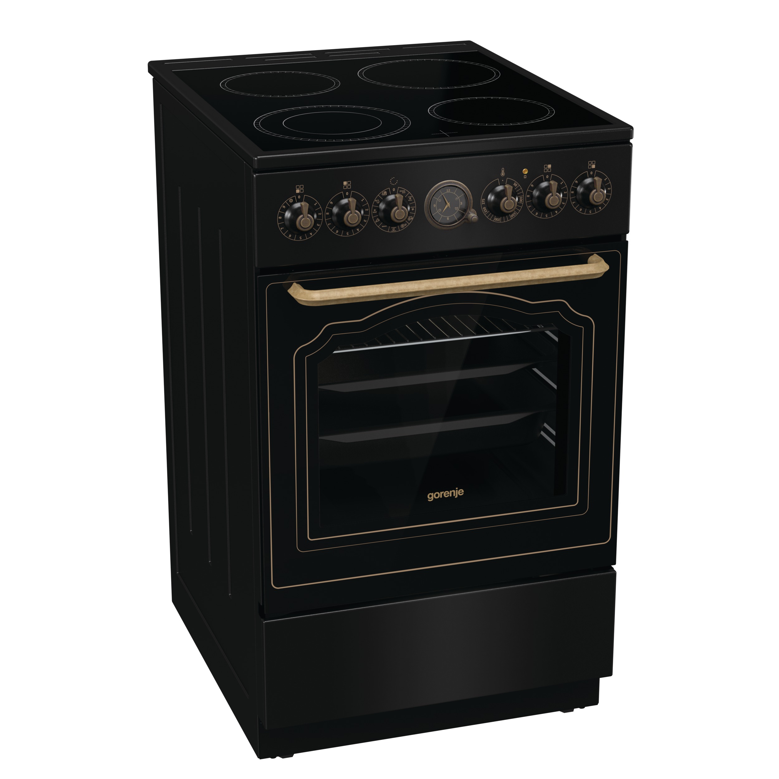 Gorenje Cooker - GECS5B70CLB - Hob type Vitroceramic - Oven type Electric - Black - Width 50 cm - Depth 59.4 cm - 70 L