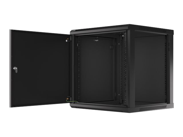 Lanberg - Rack cabinet 19" wall-mount 12U/600x600 for self-assembly with metal door (flat pack) - WF01-6612-00B - Black
