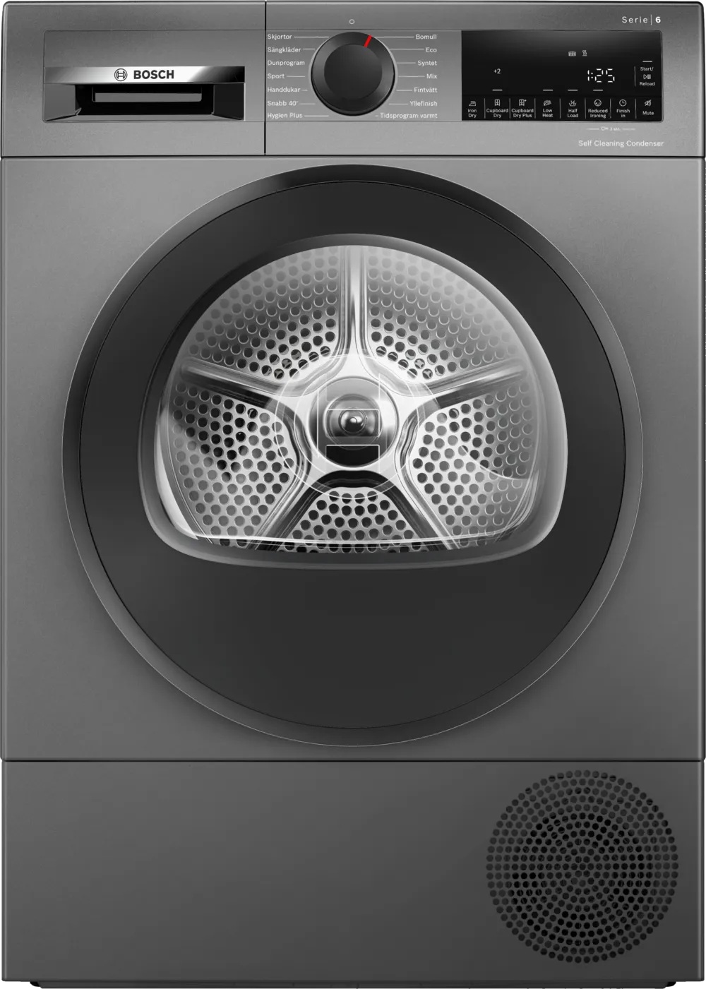 Bosch Dryer Machine with Heat Pump - WQG245DXSN - Energy efficiency class Class C - Front loading - 9 kg - Condensation - LCD - Depth 61.3 cm - Grey