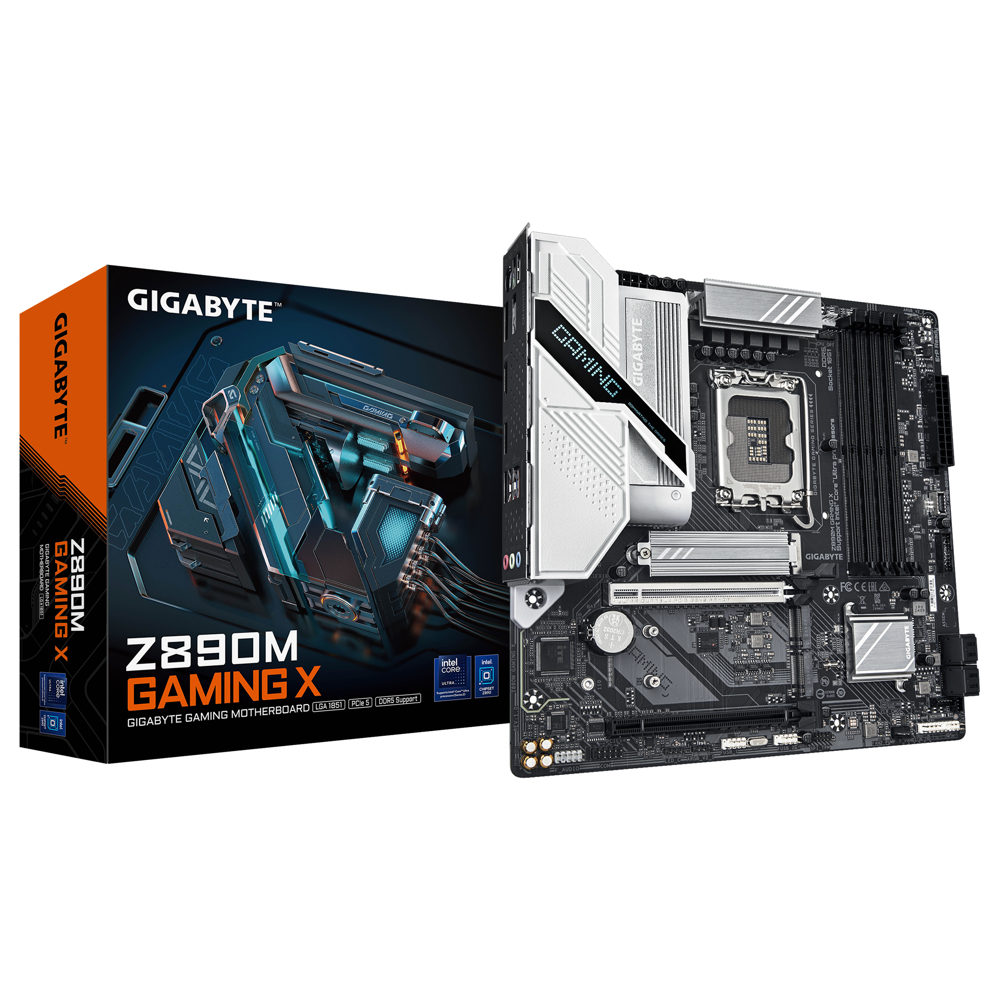 Gigabyte Z890M GAMING X - Processor family Intel - Processor socket LGA1851 - DDR5 - Supported hard disk drive interfaces M.2, SATA - Number of SATA connectors 4