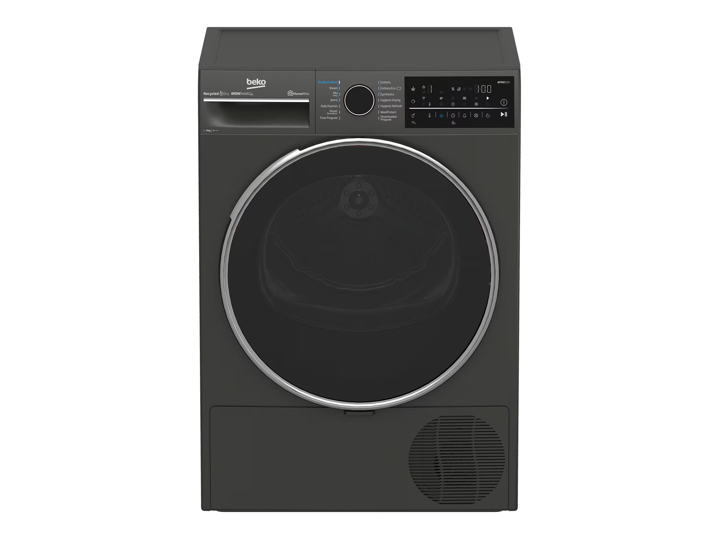BEKO Dryer Machine - B5T89243M - Energy efficiency class C - Front loading - 9 kg - Heat pump - Digital - Depth 67 cm - Steam function - Black
