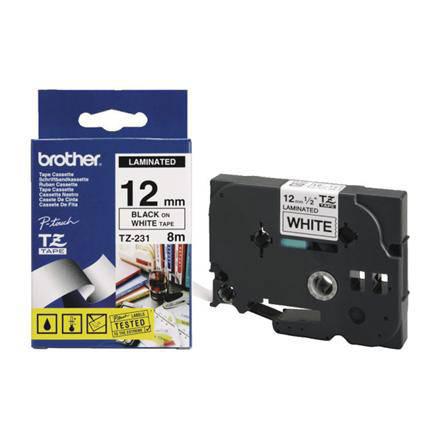 Brother - TZe-S221 Strong Adhesive Laminated Tape - Black on White - TZe - 8 m - 9 cm