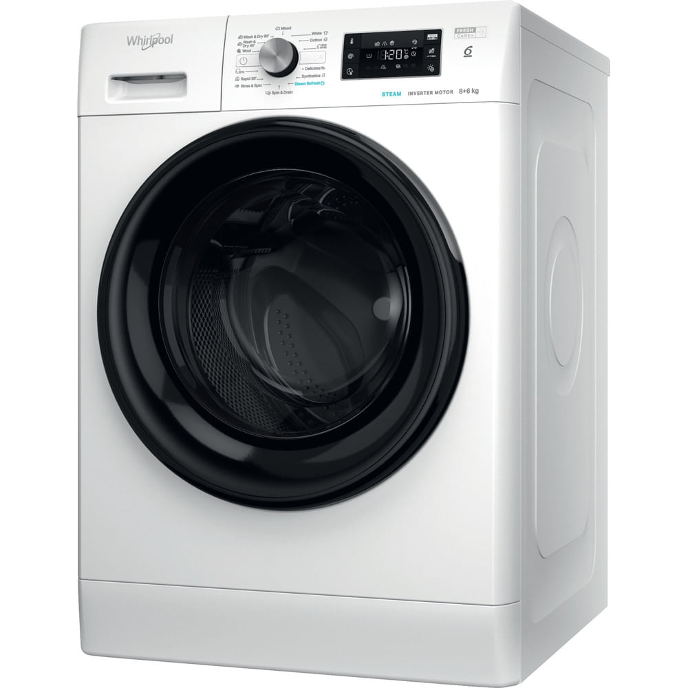 WHIRLPOOL Washing machine - Dryer FFWDB 864349 BV EE, 1400 rpm, Energy class D, 8kg - 6kg, Depth 54 cm, Inverter motor, Steam Refresh