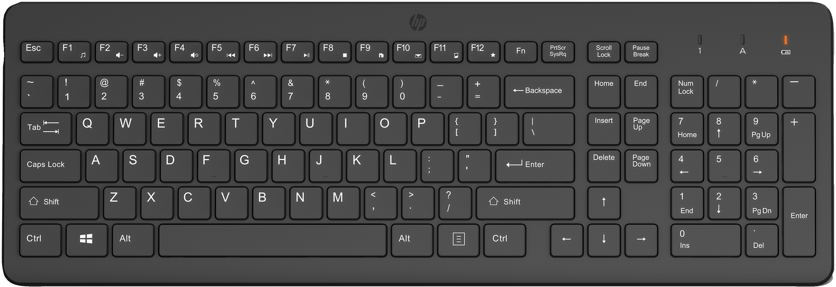HP 225 Wireless Keyboard, spill resistant - Black - US ENG