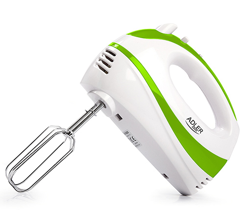 Adler - Mixer - AD 4205 g - Hand Mixer - 300 W - Number of speeds 5 - Turbo mode - White/Green