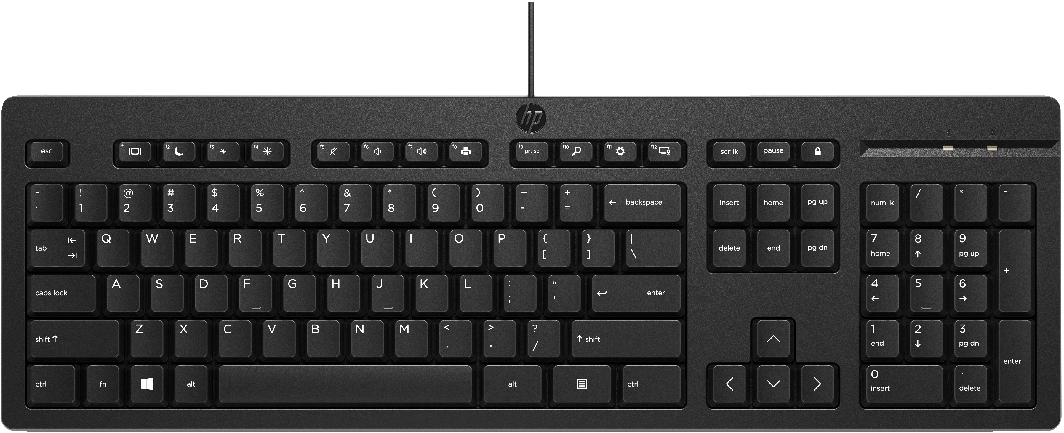 HP 125 G2 USB Wired Keyboard, Sanitizable, Copilot Key - Black - US ENG (BULK of 12 pcs)