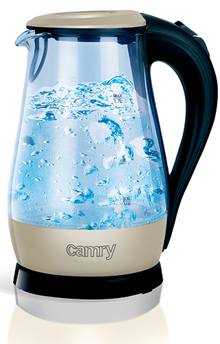 Camry - Kettle - CR 1251 - Standard - 2000 W - 1.7 L - Glass - 360° rotational base - Glass/Black