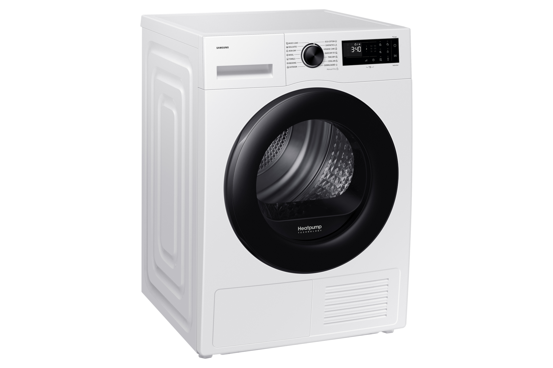 Samsung Dryer DV90DG52A0AELE, white, SpaceMax, Higiene care, 9kg, A+++, heat pump
