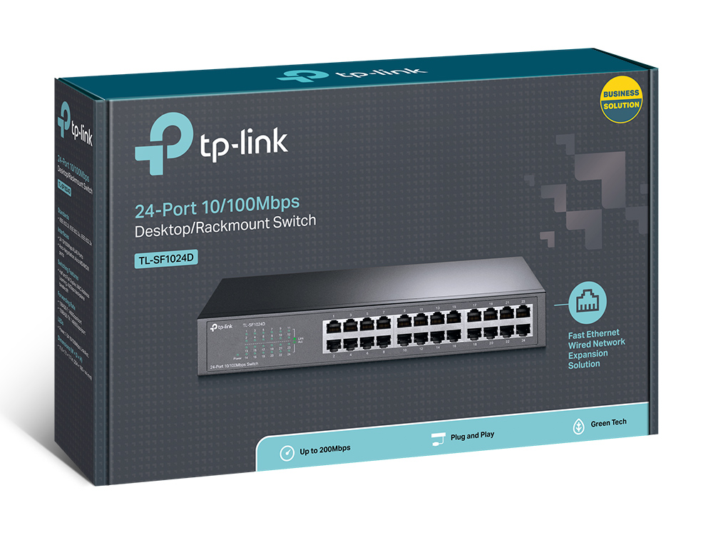 TP-LINK - Switch - TL-SF1024D - Unmanaged - Desktop/Rackmountable - 10/100 Mbps (RJ-45) ports quantity 24 - Power supply type External