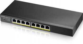 ZYXEL GS1915-8EP, 8-PORT GBE POE SMART HYBRID MODE SWITCH, STANDALONE OR NEBULAFLEX CLOUD, 60 WATT 802.3AT, DESKTOP, FANLESS