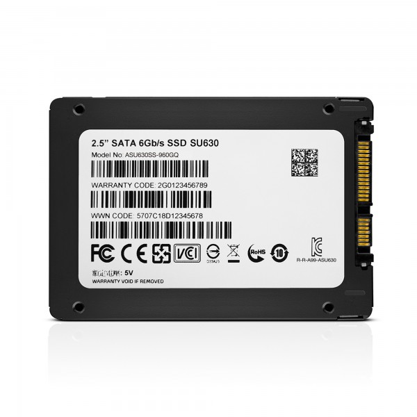 ADATA - Ultimate SU630 3D NAND SSD - 960 GB - SSD form factor 2.5” - Solid-state drive interface SATA - Read speed 520 MB/s - Write speed 450 MB/s