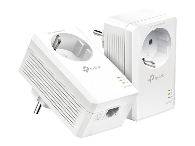TP-LINK - AV1000 Gigabit Passthrough Powerline Starter Kit - TL-PA7017P KIT - 10/100/1000 Mbit/s - Ethernet LAN (RJ-45) ports 1 - No Wi-Fi - Extra socket