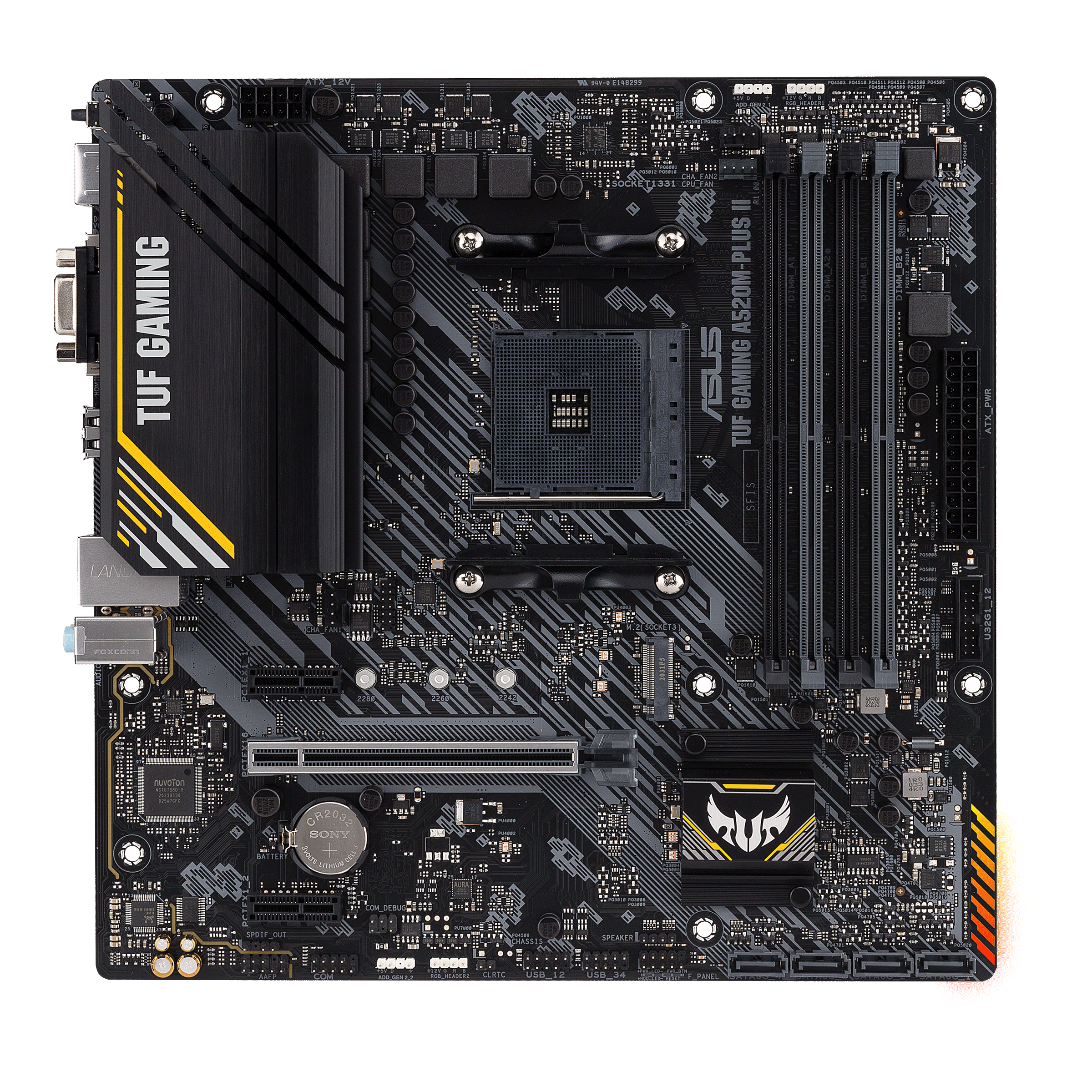 Asus - TUF GAMING A520M-PLUS II - Processor family AMD - Processor socket AM4 - DDR4 DIMM - Memory slots 4 - Supported hard disk drive interfaces 	SATA, M.2 - Number of SATA connectors 4 - Chipset  AMD A520 - Micro ATX