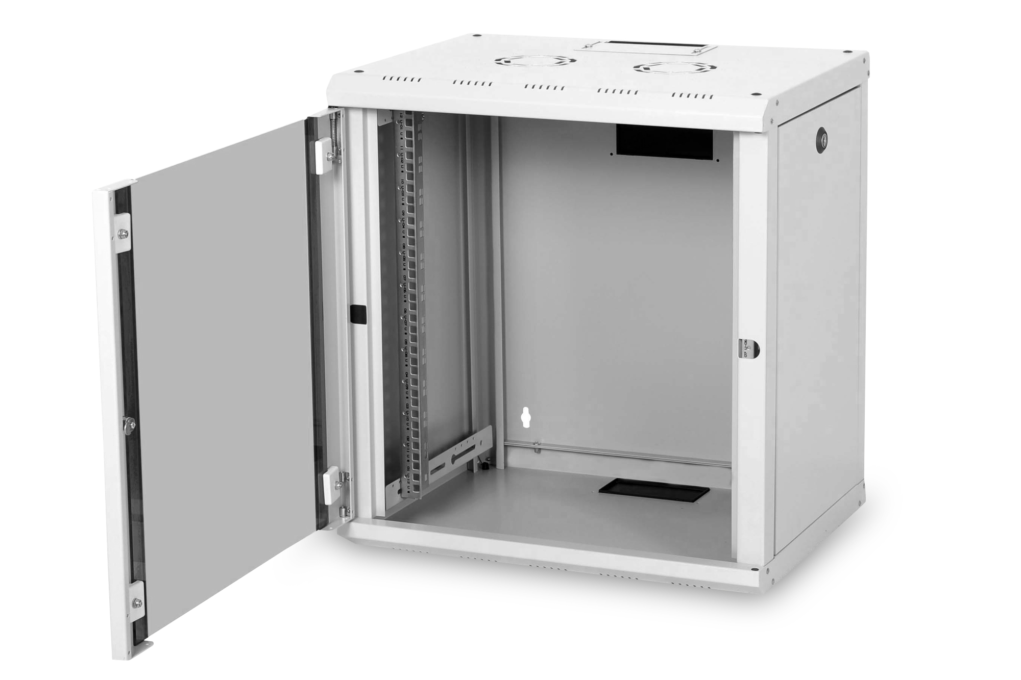 Digitus - Wall Mounting Cabinet - DN-19 12-U - IP protection class: IP20; Front door: Glass door, single opening; Cabinet type: Wall mounting cabinet; Equipment mounting depth min.-max.: 305-370 mm; Load capacity: 100 kg - Grey