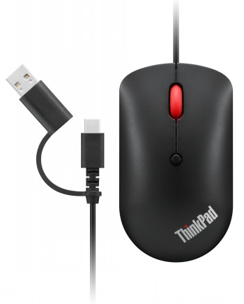 Lenovo - ThinkPad USB-C Wired Compact Mouse - USB-C - Raven black