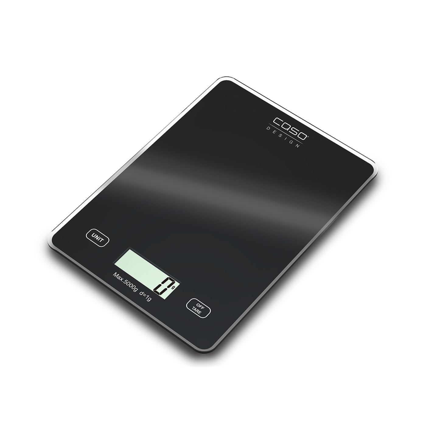 Caso - Kitchen scale - Slim - Maximum weight (capacity) 5 kg - Graduation 1 g - Black