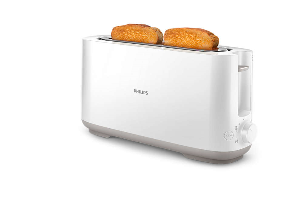 Philips - Toaster - HD2590/00 Daily Collection - Power 870-1030 W - Number of slots 2 - Housing material Plastic - White