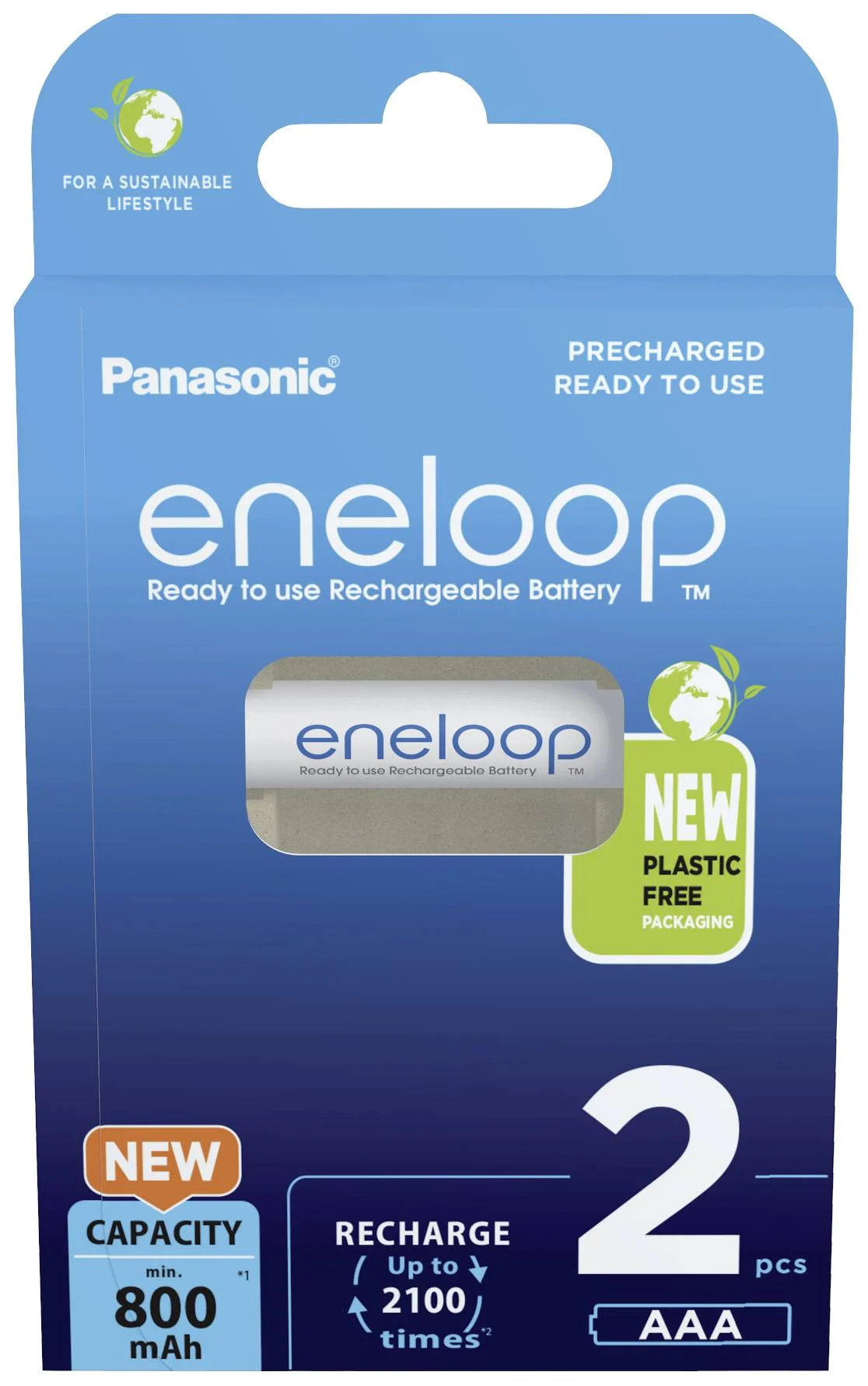 Panasonic - Rechargeable Batteries - ENELOOP BK-4MCDE/2BE - AAA - 800 mAh - 2 pc(s)
