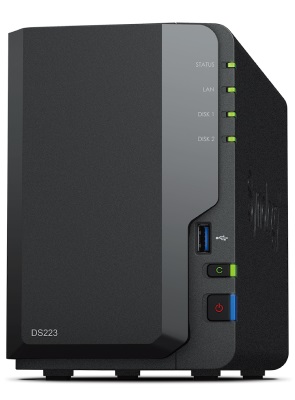 Synology - DS223 - Up to 2 HDD/SSD Hot-Swap - Realtek - RTD1619B - Processor frequency 1.7 GHz - 2 GB - DDR4