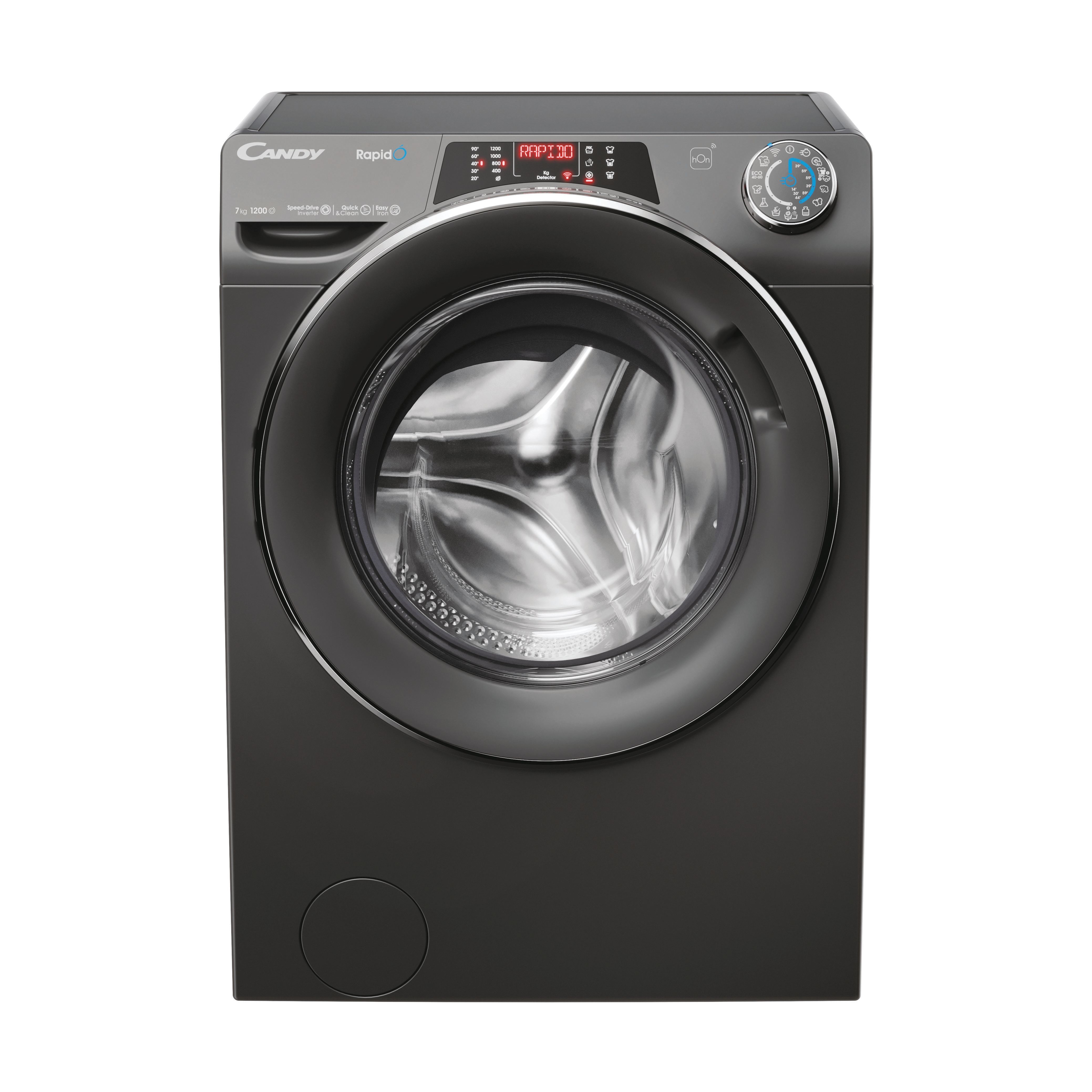 Candy - Washing Machine - RO41276DWMCRT-S - Energy efficiency class A - Front loading - Washing capacity 7 kg - 1200 RPM - Depth 45 cm - Width 60 cm - Display - TFT - Steam function - Wi-Fi - Anthracite