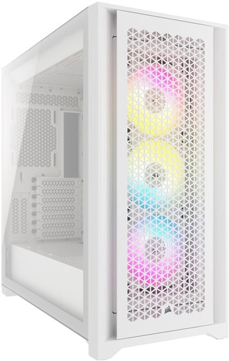 Corsair - Tempered Glass PC Case - iCUE 5000D RGB AIRFLOW - Side window - White - Mid-Tower