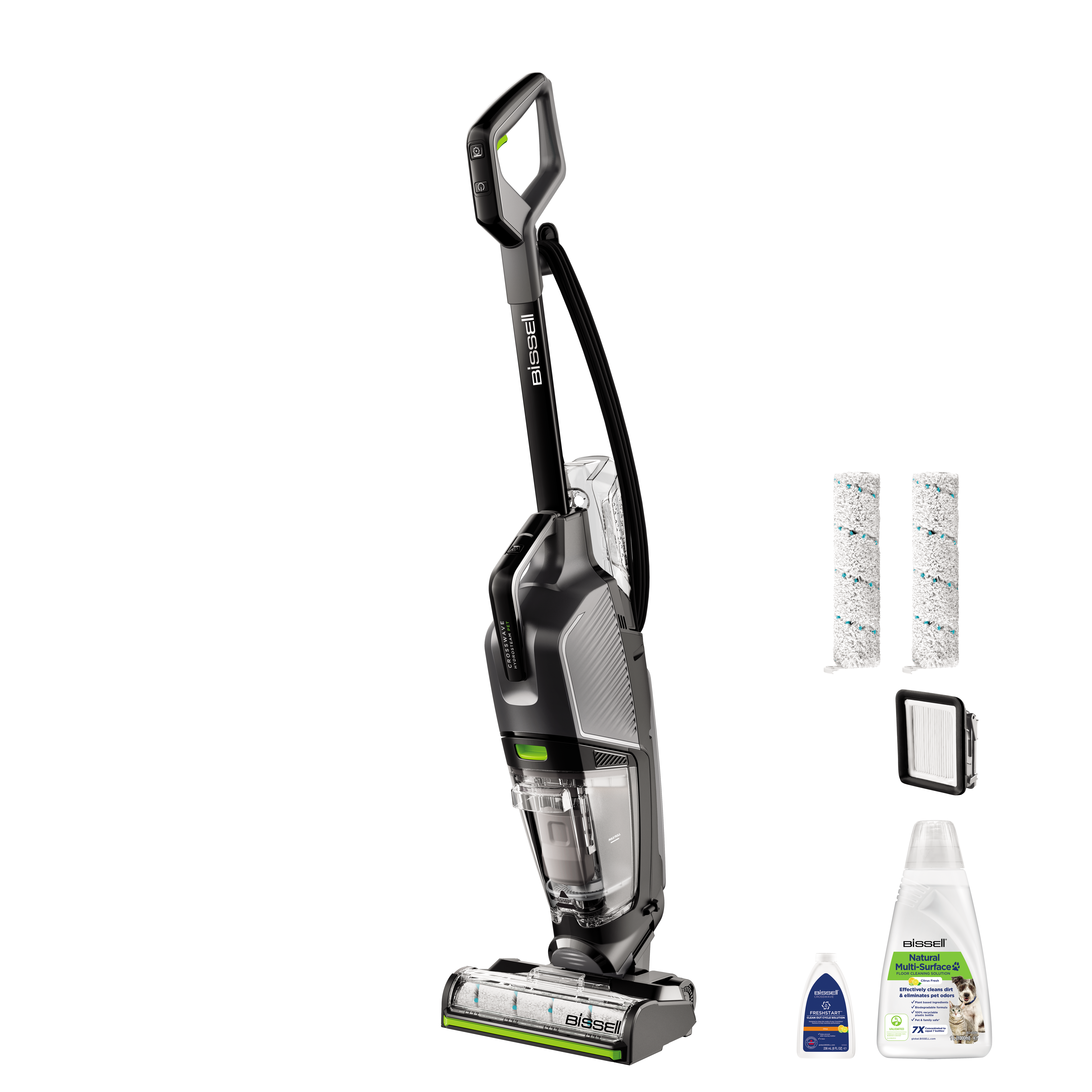 Bissell - All-in One Multi-Surface Cleaner - Crosswave HydroSteam Pet Pro - Corded operating - Washing function - 1100 W - Grey - Warranty 24 month(s)