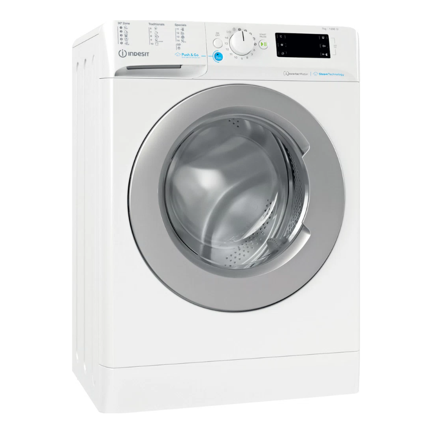 INDESIT - Washing machine - BWSE 71295X WSV EU - Energy efficiency class B - Front loading - Washing capacity 7 kg - 1200 RPM - Depth 43.5 cm - Width 59.5 cm - Display - Large digit - White