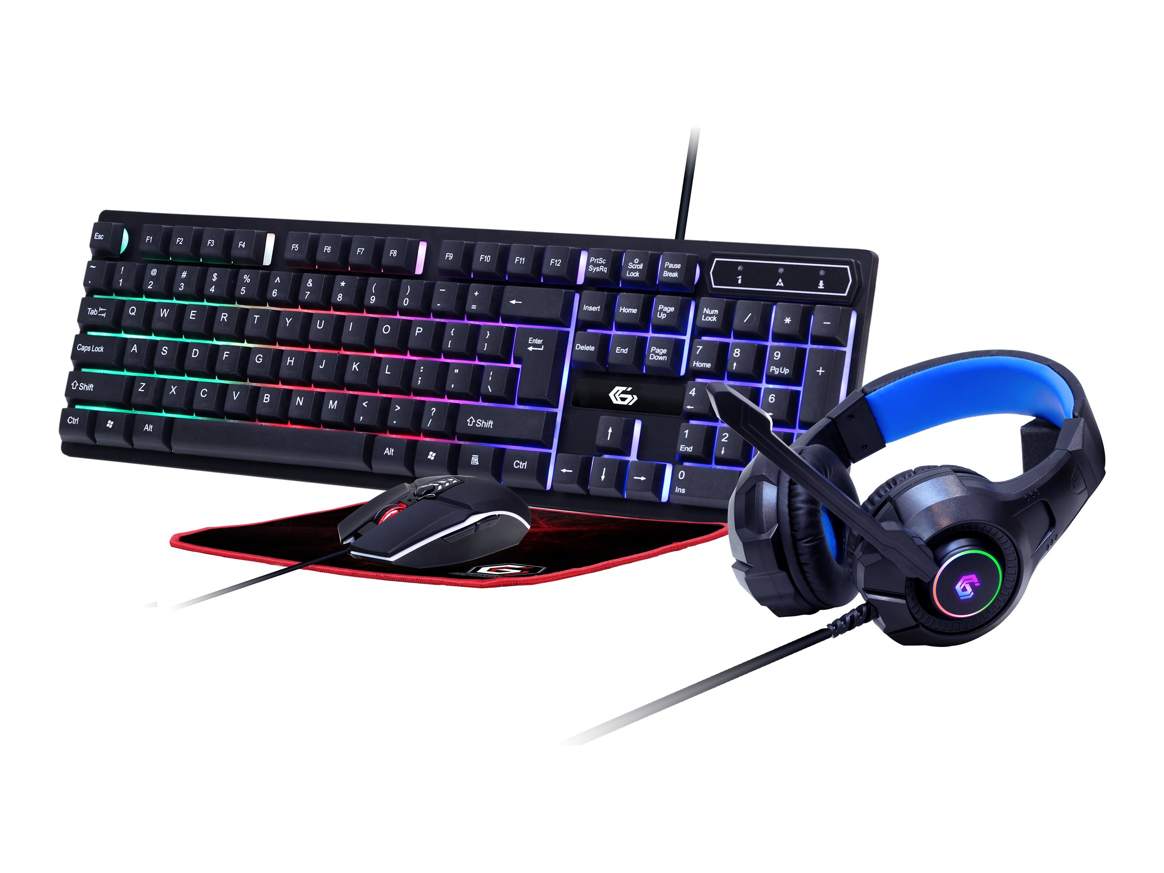 Gembird - 4-in-1 Backlight Gaming Kit "Ghost" - GGS-UMGL4-02 - Gaming Kit - Wired - US