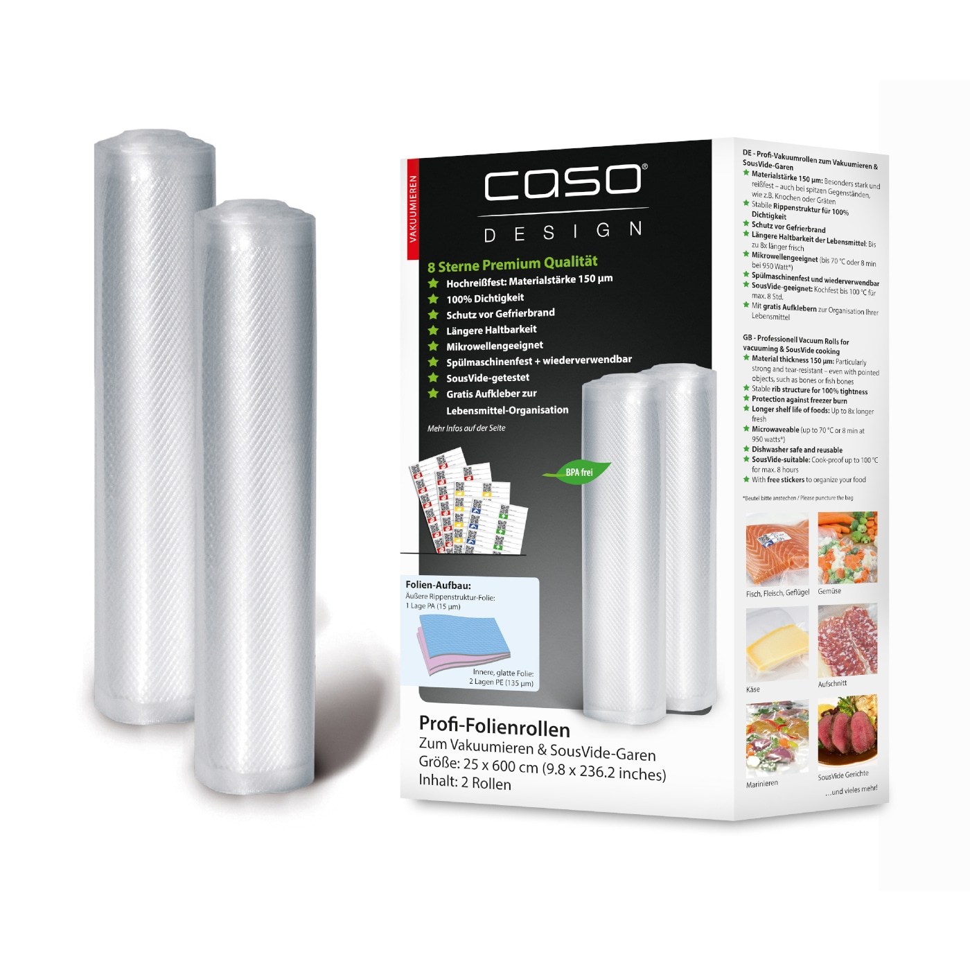 Caso - Foil Roll - 01225 - 2 - Dimensions (W x L) 25x600 cm - Transparent