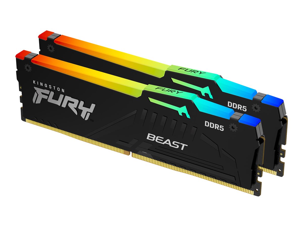 Kingston Fury Beast 16GB DDR5, 6000 MHz, CL36, 288-Pin, DIMM Kit (8GB x 2) - Kingston - Fury Beast - 16 GB - DDR5 - 6000 MHz