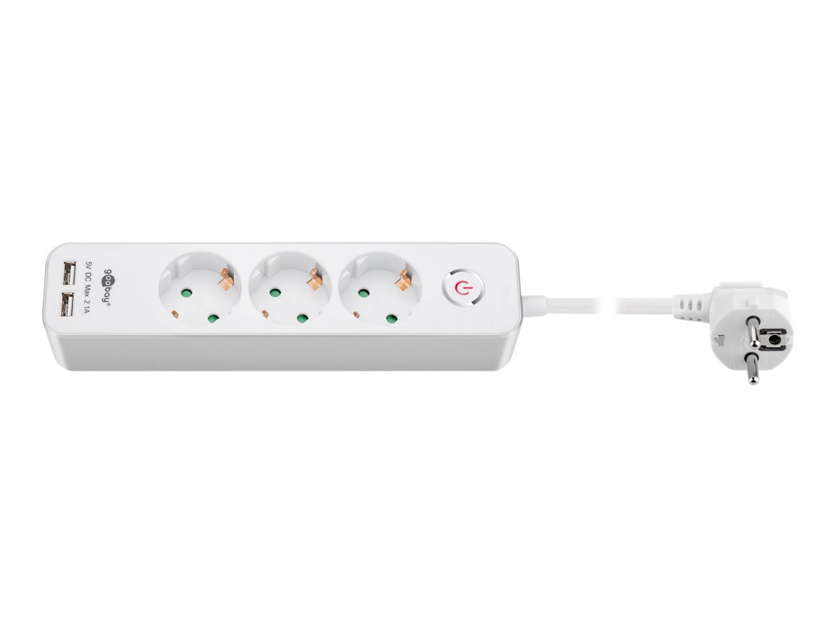 Goobay - 41264 3-Way Power Strip with Switch and USB - Sockets quantity 3