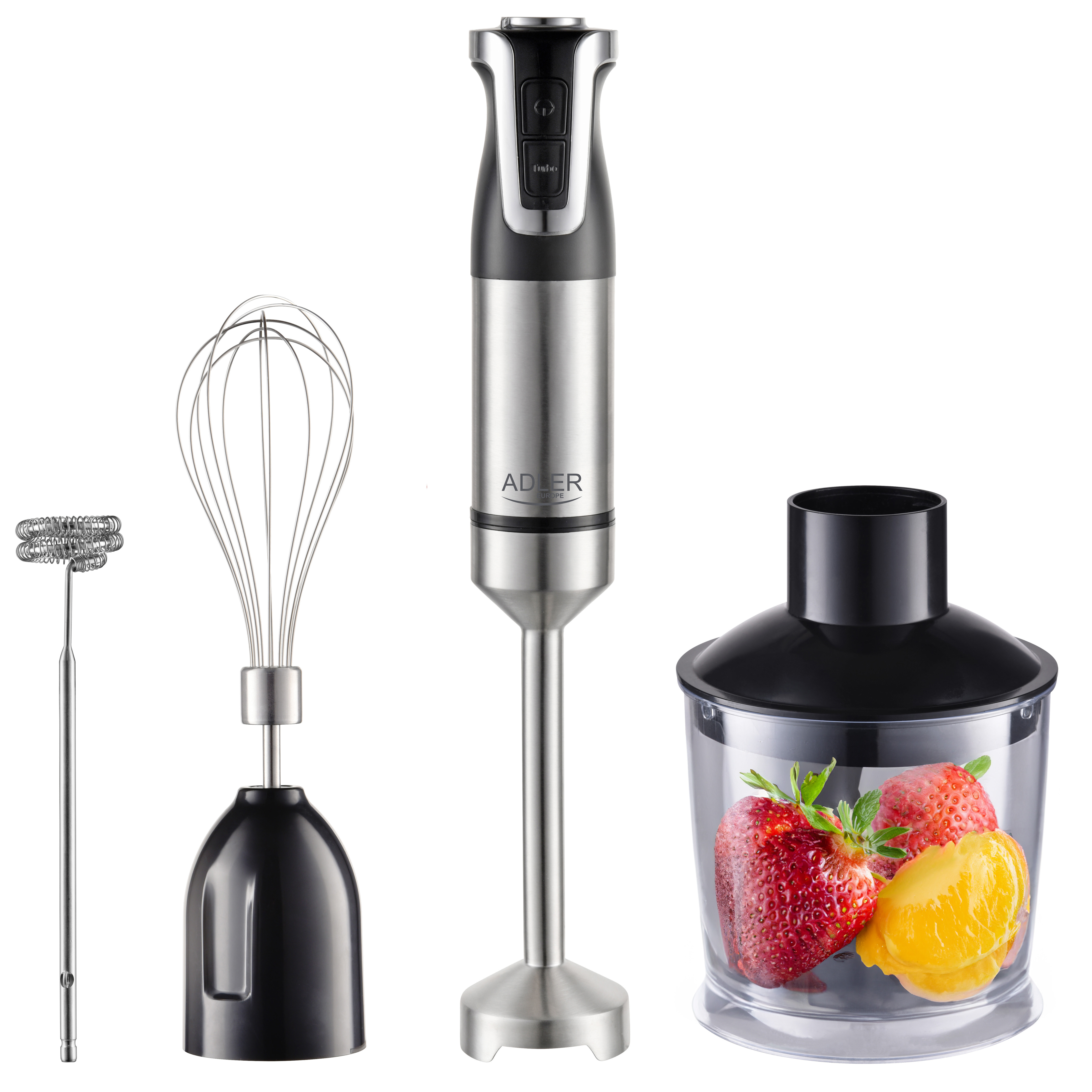 Adler - AD 4627 - Hand Blender Set - 1800 W - Number of speeds 20 - Turbo mode - Chopper - Stainless Steel/Black