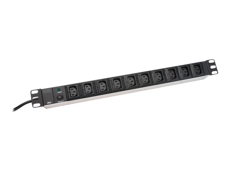 Digitus - Aluminum outlet strip, IEC C14 plug - DN-95404 - Sockets quantity 10