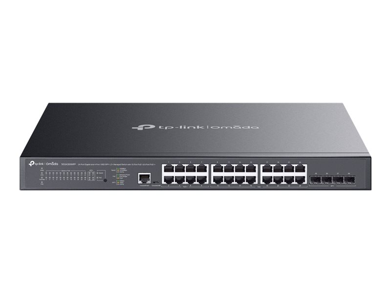 TP-LINK Switch - SG3428XMPP Omada - Managed L2 - Rackmountable - Gigabit Ethernet (copper) ports quantity 24 - SFP+ ports quantity 4 - PoE+ ports quantity 16 & 8x PoE++