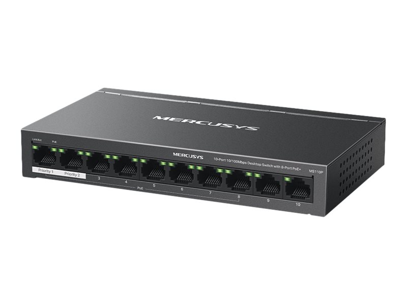 Mercusys 10-Port 10/100Mbps Desktop Switch with 8-Port PoE+ - Mercusys