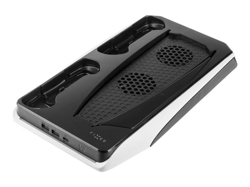 Fixed Multifunctional Station for PlayStation 5 with Cooling and Charging for two DualSense Controllers - FIXPS5-MCS-BW