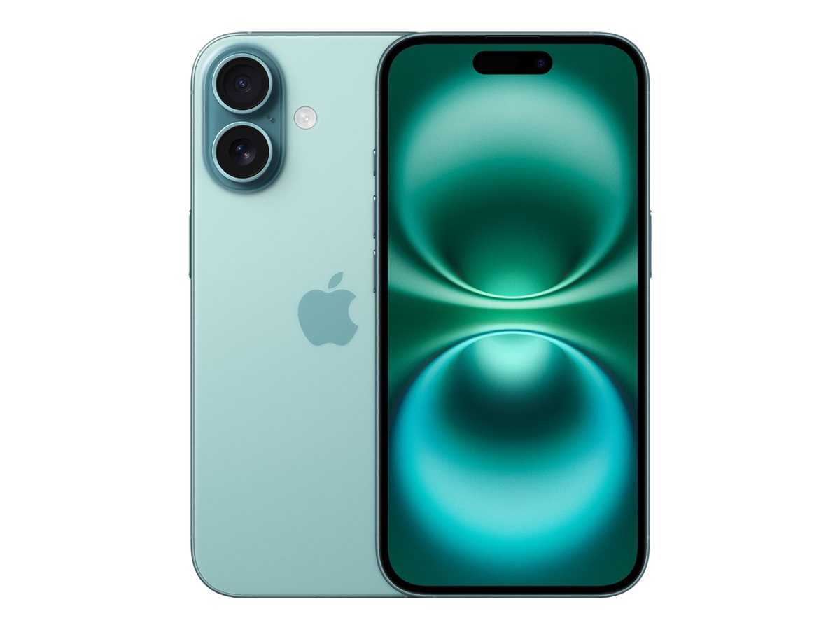 Apple - iPhone 16 - Teal - 6.1 " - Super Retina XDR display - 2556 x 1179 pixels - A18 - Internal RAM 8 GB - 128 GB - Dual SIM - 4G - Main camera resolution 48+12 MP - Secondary camera resolution 12 MP - iOS - 18