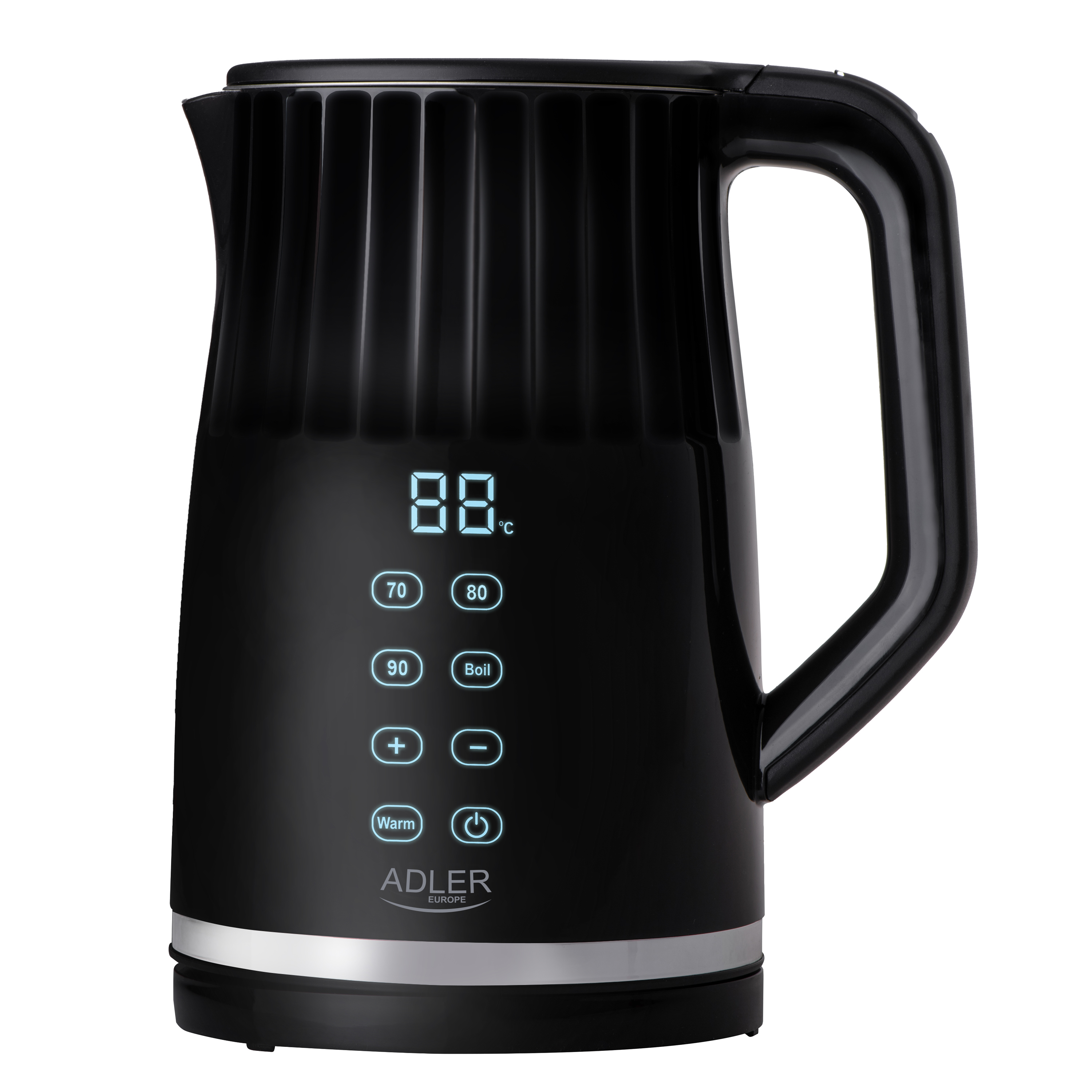 Adler Kettle with LED display - AD 1350 - Electric - 2200 W - 1.7 L - Stainless Steel - 360° rotational base - Black