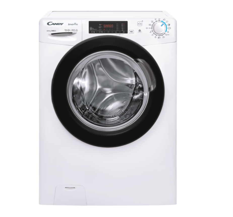 Candy Washing Machine with Dryer - CSHW4645TWB3/1-S - Energy efficiency class C/E - Front loading - Washing capacity 6 kg - 1400 RPM - Depth 45 cm - Width 60 cm - Display - Digit - Drying system - Drying capacity 4 kg - Steam function - White
