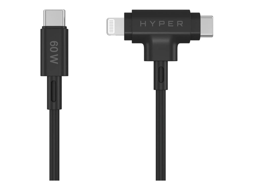 Hyper - HyperJuice Silicone USB-C to USB-C and Lightning Hybrid 60W Cable
