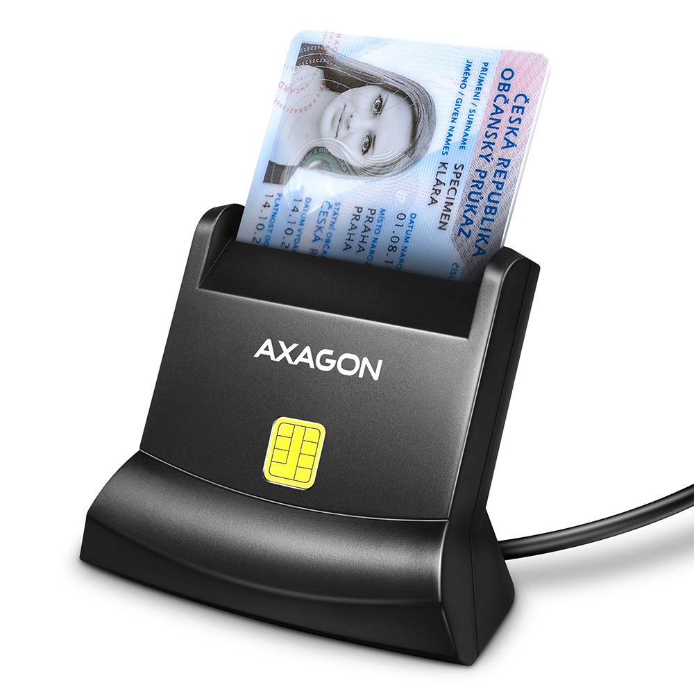 AXAGON Universal desktop USB contact Smart card/ID card reader with long, USB-A cable - CRE-SM4N