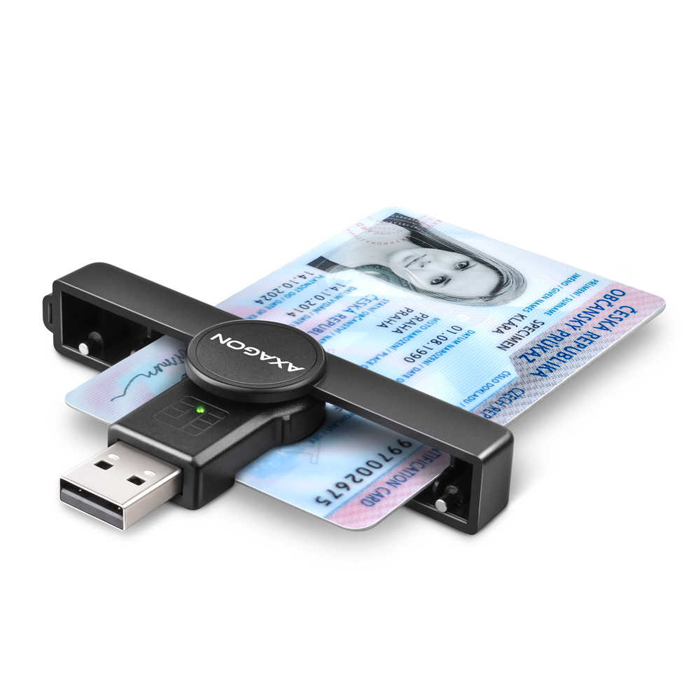 AXAGON Foldable pocket USB-A contact Smart/ID card reader - CRE-SMPA